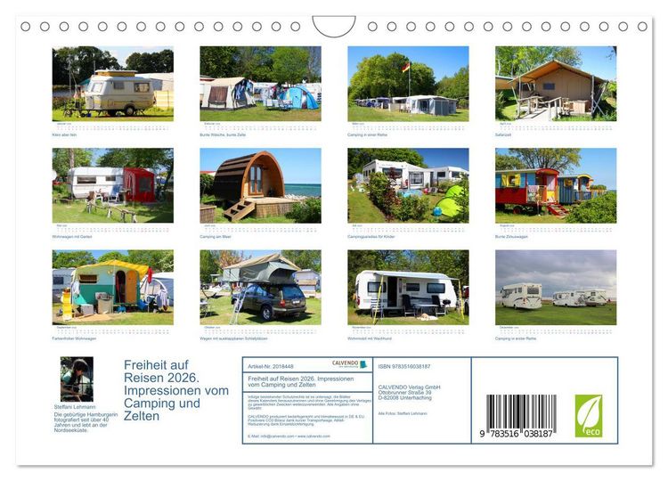 Produktbild: Freiheit auf Reisen 2026. Impressionen vom Camping und Zelten (Wandkalender 2026 DIN A4 quer), CALVENDO Monatskalender
