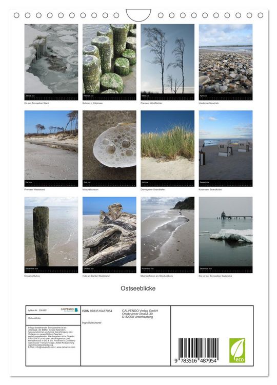 Produktbild: Ostseeblicke (Wandkalender 2026 DIN A4 hoch), CALVENDO Monatskalender