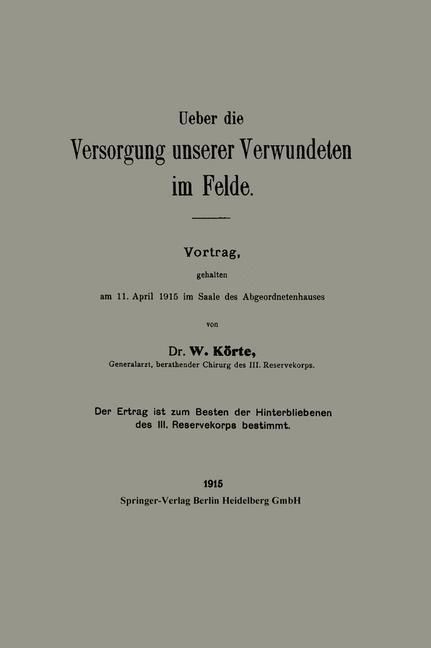 Produktbild: Ueber die Versorgung unserer Verwundeten im Felde