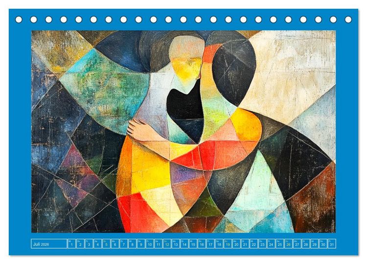 Produktbild: Liebe und Gl&uuml;ck. Abstrakte Kunst im &Ouml;lbilder-Stil (Tischkalender 2026 DIN A5 quer), CALVENDO Monatskalender