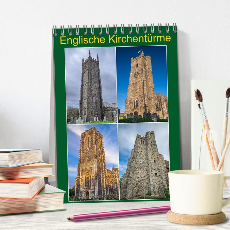 Produktbild: Englische Kirchent&uuml;rme (Tischkalender 2026 DIN A5 hoch), CALVENDO Monatskalender