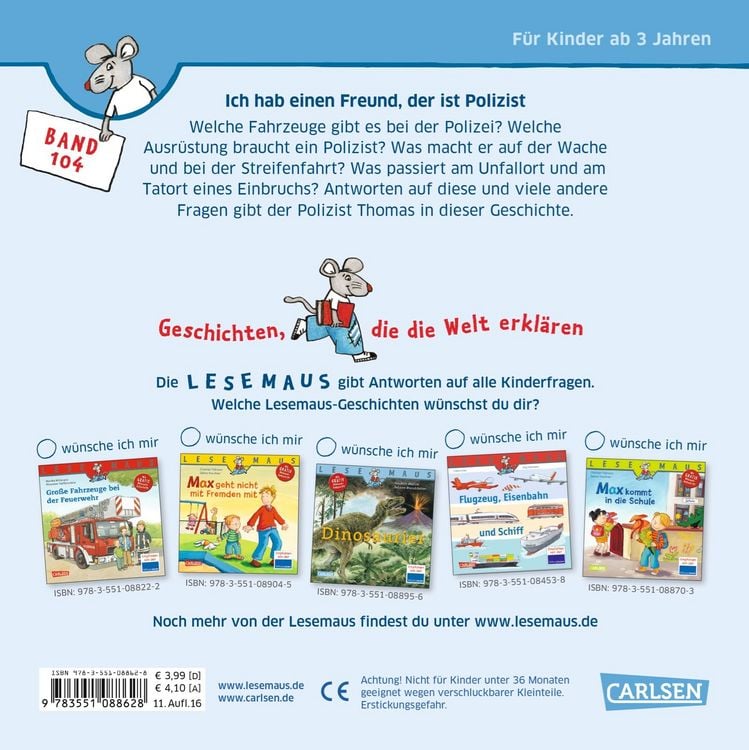 Produktbild: LESEMAUS 104: Ich hab einen Freund, der ist Polizist