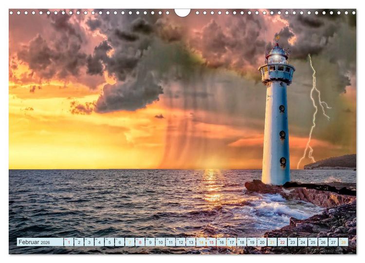 Produktbild: Leuchtturm Gewitter (Wandkalender 2026 DIN A3 quer), CALVENDO Monatskalender