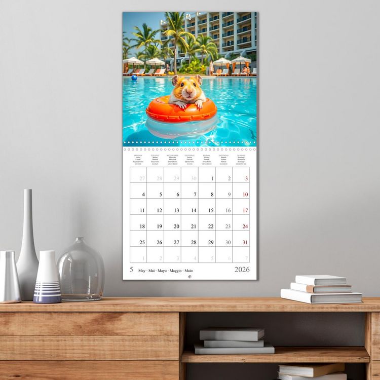 Produktbild: On holiday with AI hamsters (Wall Calendar 2026 12 &times; 12 Inch) CALVENDO 12 Month Wall Calendar