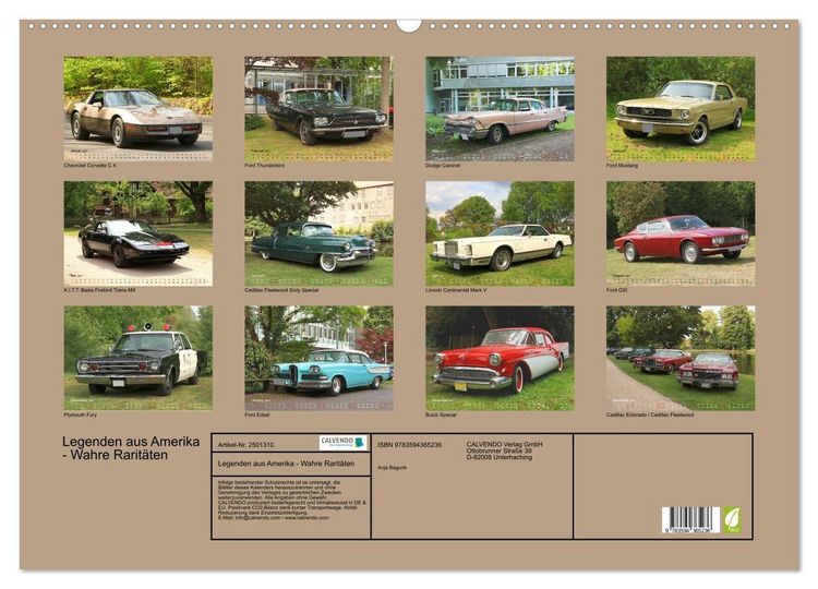 Produktbild: Legenden aus Amerika - Wahre Rarit&auml;ten (Wandkalender 2027 DIN A2 quer), CALVENDO Monatskalender