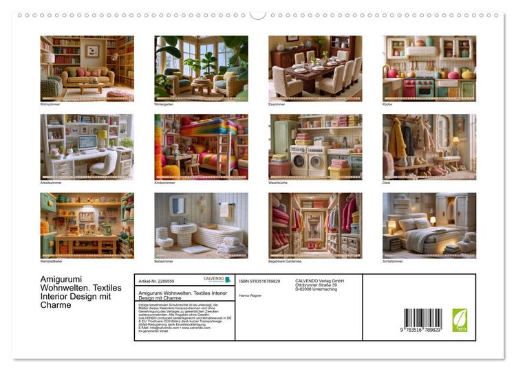 Produktbild: Amigurumi Wohnwelten. Textiles Interior Design mit Charme (hochwertiger Premium Wandkalender 2027 DIN A2 quer), Kunstdruck in Hochglanz