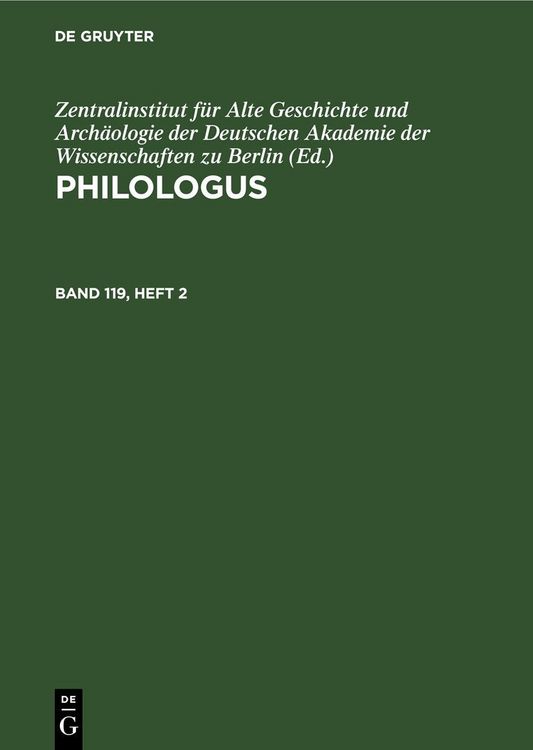 Produktbild: Philologus. Band 119, Heft 2