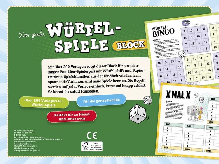 Produktbild: Der gro&szlig;e W&uuml;rfelspiele-Block