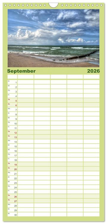 Produktbild: Familienplaner 2026 - Fischland Dar&szlig; Zingst &ndash; Die Halbinsel an der Ostsee mit 5 Spalten (Wandkalender, 21 x 45 cm) CALVENDO