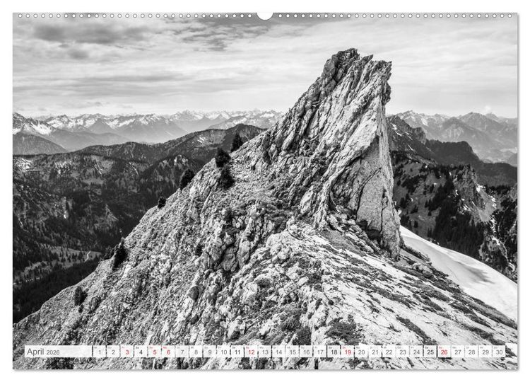 Produktbild: Bergpixels Schwarz-Wei&szlig;e Gebirgstr&auml;ume (Wandkalender 2026 DIN A2 quer), CALVENDO Monatskalender