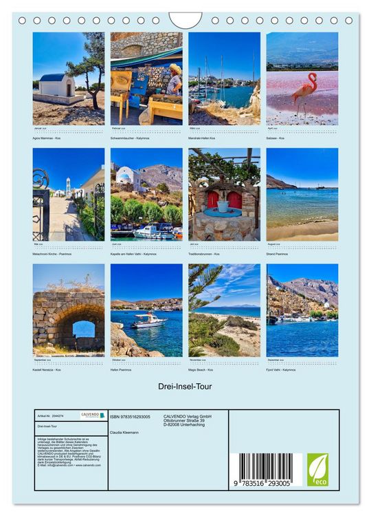 Produktbild: Drei-Insel-Tour (Wandkalender 2026 DIN A4 hoch), CALVENDO Monatskalender