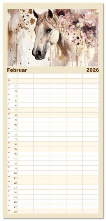 Produktbild: Familienplaner 2026 - Hufspuren im Bl&uuml;tenmeer mit 5 Spalten (Wandkalender, 21 x 45 cm) CALVENDO