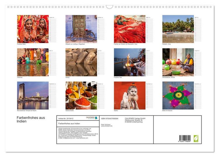 Produktbild: Farbenfrohes aus Indien (Wandkalender 2026 DIN A2 quer), CALVENDO Monatskalender