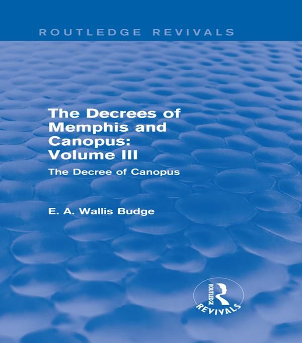 Produktbild: The Decrees of Memphis and Canopus: Vol. III (Routledge Revivals)