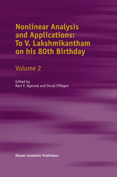 Produktbild: Nonlinear Analysis and Applications: To V. Lakshmikantham on his 80th Birthday