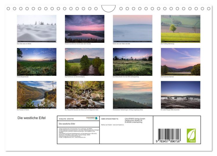 Produktbild: Die westliche Eifel (Wandkalender 2026 DIN A4 quer), CALVENDO Monatskalender