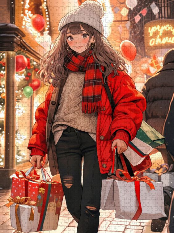 Produktbild: CALVENDO Puzzle Manga-Girls, es weihnachtet sehr | 1000 Teile Lege-Gr&ouml;&szlig;e 64x48cm Foto-Puzzle f&uuml;r gl&uuml;ckliche Stunden