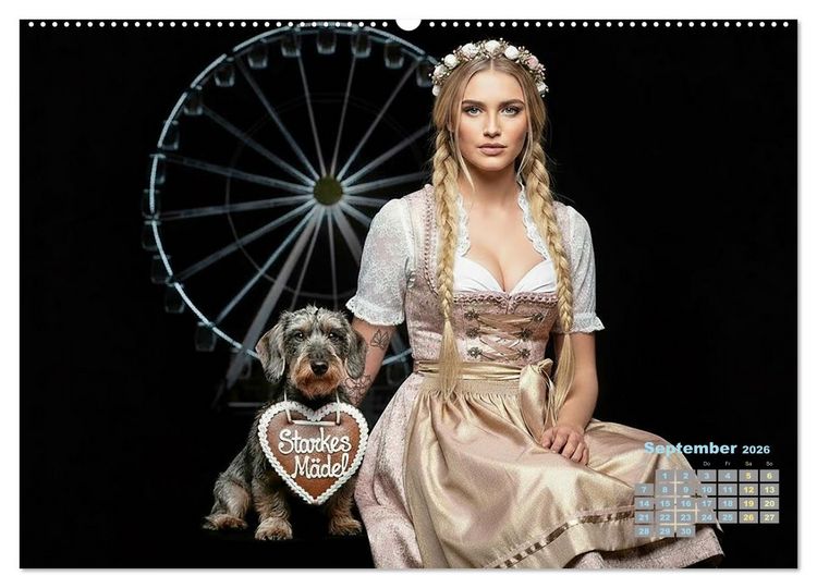 Produktbild: Starke M&auml;dels - Rauhaardackel (Wandkalender 2026 DIN A2 quer), CALVENDO Monatskalender