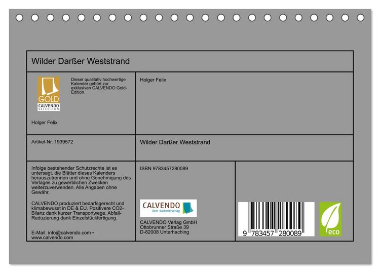 Produktbild: Wilder Dar&szlig;er Weststrand (Tischkalender 2026 DIN A5 quer), CALVENDO Monatskalender