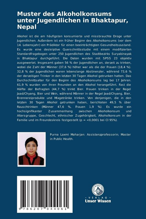 Produktbild: Muster des Alkoholkonsums unter Jugendlichen in Bhaktapur, Nepal