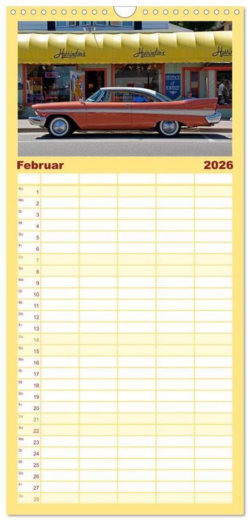 Produktbild: Familienplaner 2026 - Ami Schlitten mit 5 Spalten (Wandkalender, 21 x 45 cm) CALVENDO