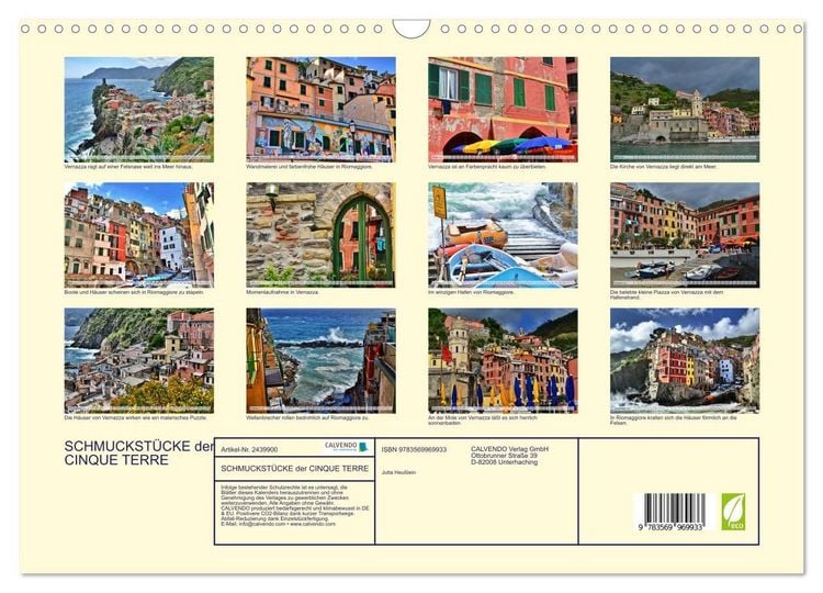 Produktbild: SCHMUCKST&Uuml;CKE der CINQUE TERRE (Wandkalender 2027 DIN A3 quer), CALVENDO Monatskalender
