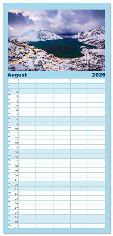 Produktbild: Familienplaner 2026 - Troms&oslash; in der Polarnacht mit 5 Spalten (Wandkalender, 21 x 45 cm) CALVENDO
