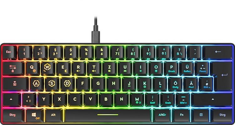Produktbild: SPEEDLINK LETOS RGB 60% Gaming Keyboard, black - DE layout