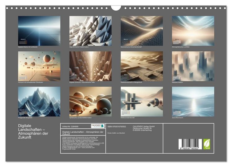 Produktbild: Digitale Landschaften &ndash; Atmosph&auml;ren der Zukunft (Wandkalender 2027 DIN A3 quer), CALVENDO Monatskalender