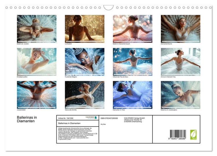 Produktbild: Ballerinas in Diamanten (Wandkalender 2026 DIN A3 quer), CALVENDO Monatskalender
