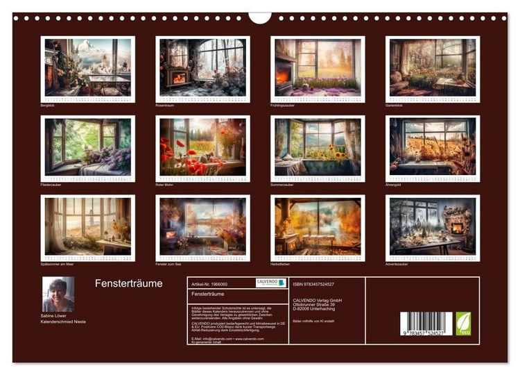 Produktbild: Fenstertr&auml;ume (Wandkalender 2026 DIN A3 quer), CALVENDO Monatskalender