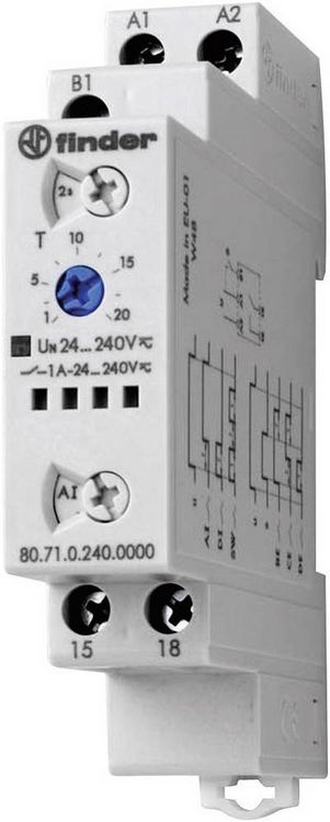 Produktbild: Finder 80.71.0.240.0000 80.71.0.240.0000 Zeitrelais Multifunktional 1 St. Zeitbereich: 0.1 s - 24 h 1 Schlie&szlig;er