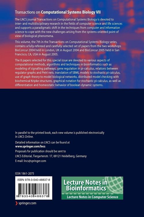 Produktbild: Transactions on Computational Systems Biology VII