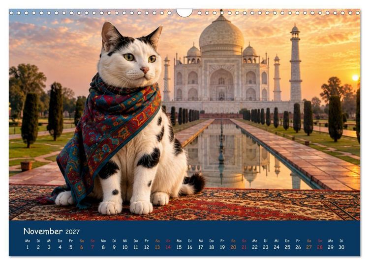 Produktbild: Eine Katze reist um die Welt (Wandkalender 2027 DIN A3 quer), CALVENDO Monatskalender