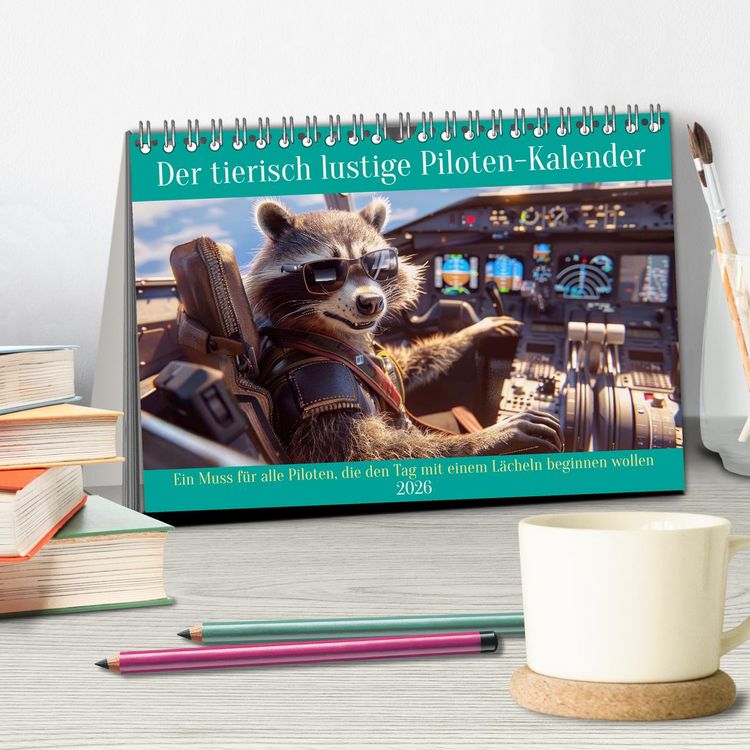 Produktbild: Der tierisch lustige Piloten-Kalender (Tischkalender 2026 DIN A5 quer), CALVENDO Monatskalender