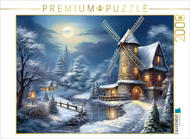 Produktbild: CALVENDO Puzzle Winterlandschaft mit Windm&uuml;hle | 2000 Teile Lege-Gr&ouml;&szlig;e 90x67cm Foto-Puzzle f&uuml;r gl&uuml;ckliche Stunden