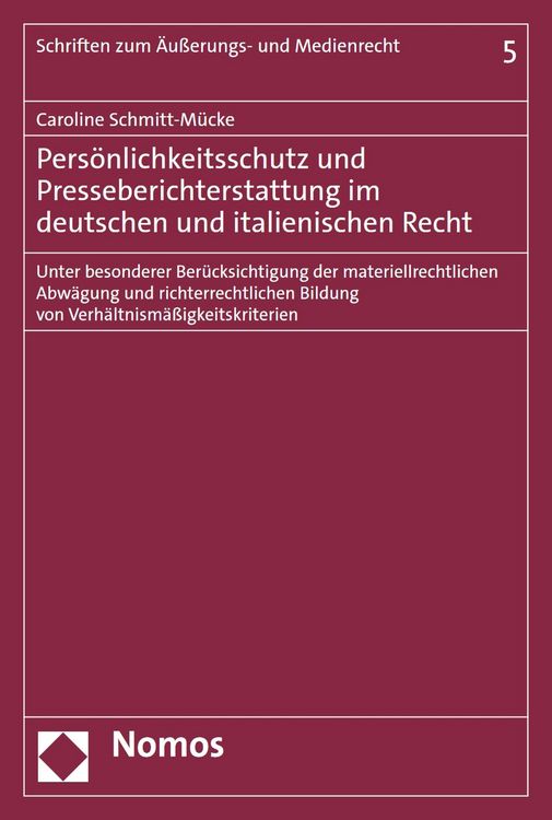 Produktbild: Pers&ouml;nlichkeitsschutz und Presseberichterstattung im deutschen und italienischen Recht