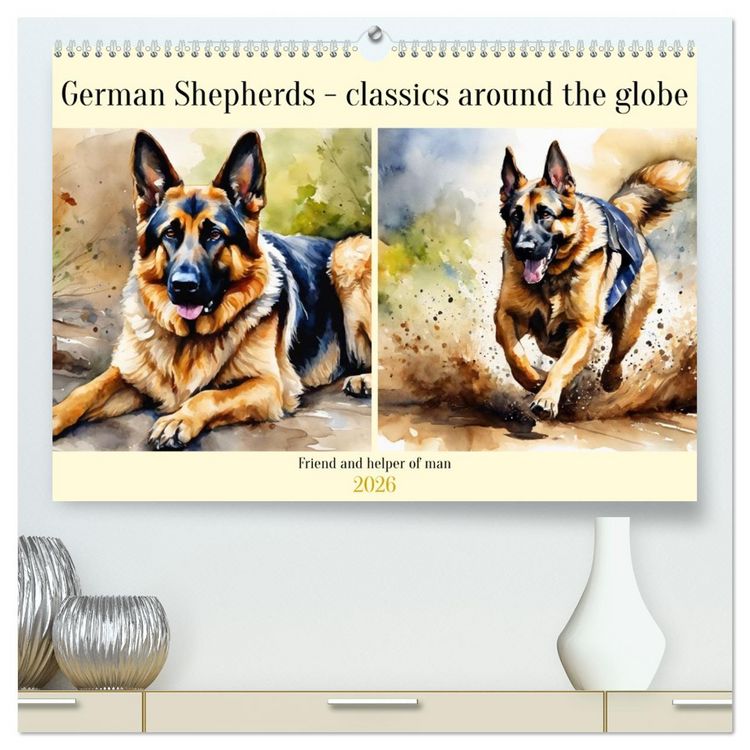Produktbild: German Shepherds - classics around the globe (High Quality Premium Wall Calendar 2026 DIN A2 landscape),CALVENDO 12 Month Wall Calendar