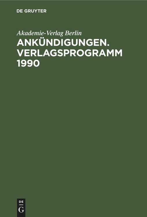 Produktbild: Ank&uuml;ndigungen. Verlagsprogramm 1990