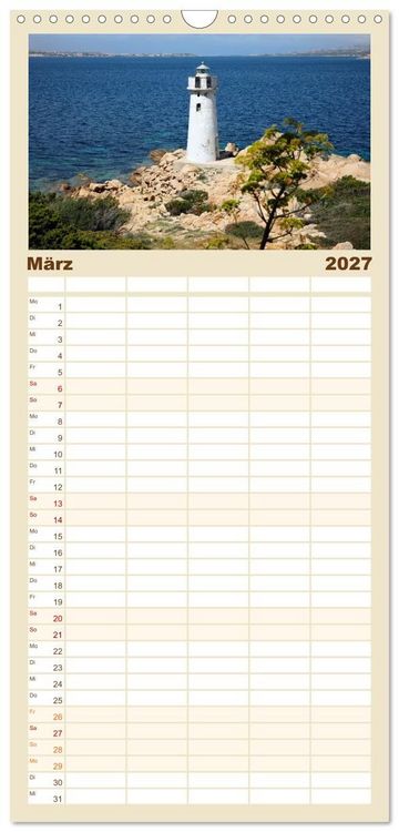 Produktbild: Familienplaner 2027 - Traumhaftes Sardinien mit 5 Spalten (Wandkalender, 21 x 45 cm) CALVENDO