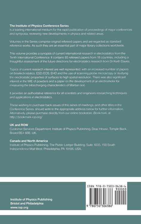 Produktbild: Electrostatics 1999, Proceedings of the 10th INT Conference, Cambridge, UK, 28-31 March 1999