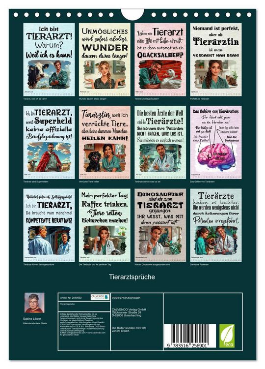 Produktbild: Tierarztspr&uuml;che (Wandkalender 2026 DIN A4 hoch), CALVENDO Monatskalender