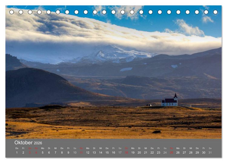Produktbild: Island 2026 (Tischkalender 2026 DIN A5 quer), CALVENDO Monatskalender