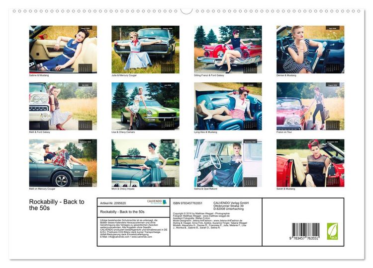 Produktbild: Rockabilly - Back to the 50s (hochwertiger Premium Wandkalender 2026 DIN A2 quer), Kunstdruck in Hochglanz