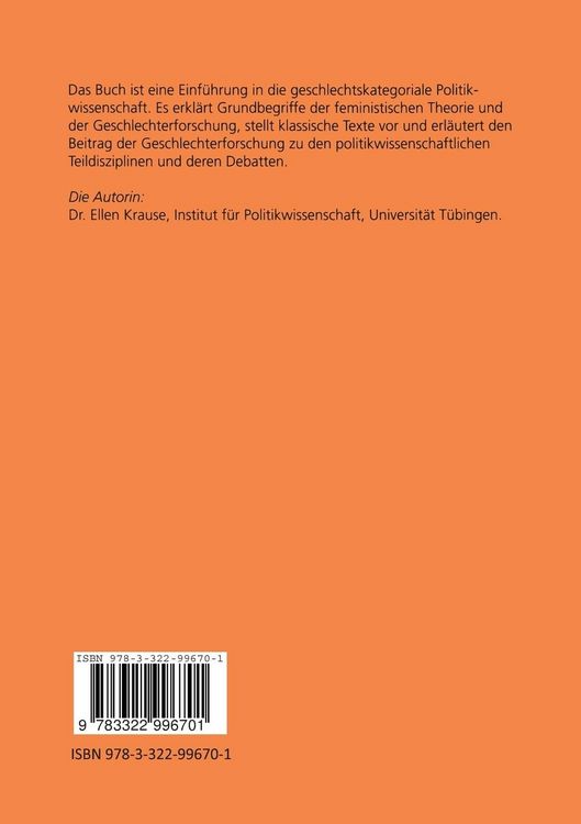 Produktbild: Einf&uuml;hrung in die politikwissenschaftliche Geschlechterforschung