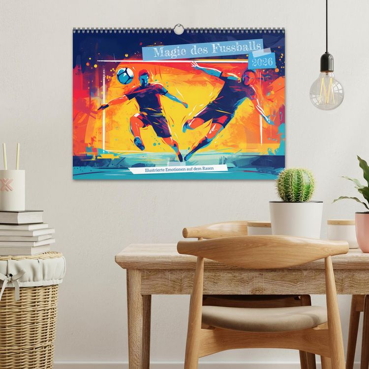 Produktbild: Magie des Fussballs - Illustrierte Emotionen auf dem Rasen (Wandkalender 2026 DIN A3 quer), CALVENDO Monatskalender