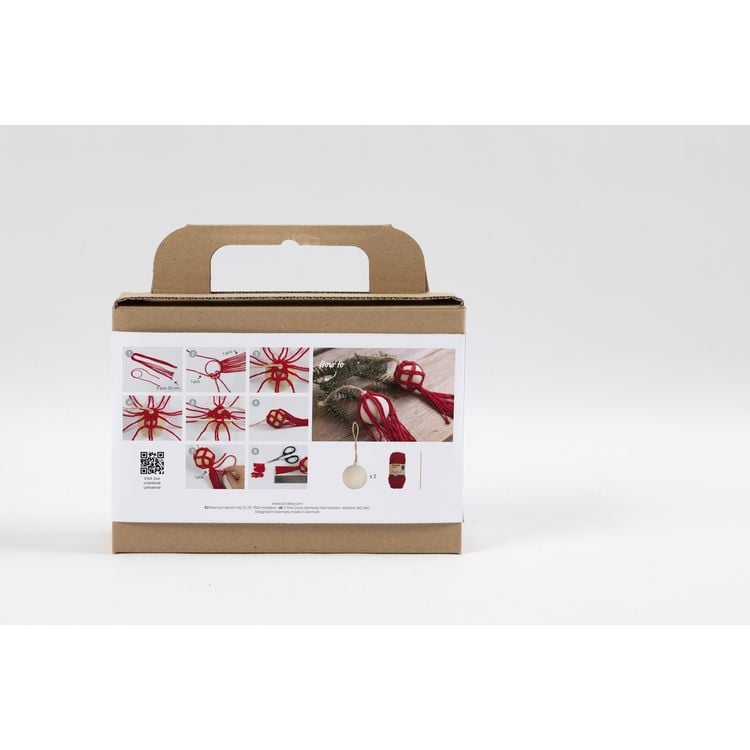 Produktbild: Creativ Company DIY Sets Macram&eacute; Kreativ Set Weihnachtskugeln, Weihnachtsrot, Makramee, Kreativ Box
