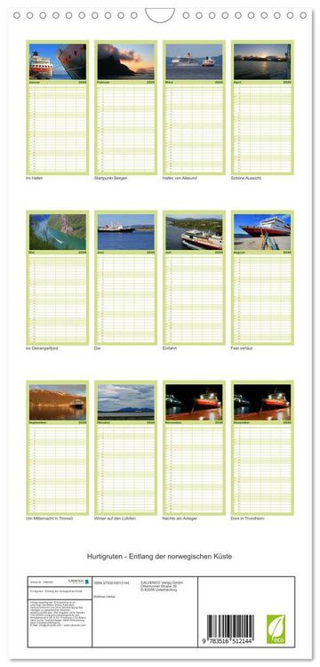 Produktbild: Familienplaner 2026 - Hurtigruten - Entlang der norwegischen K&uuml;ste mit 5 Spalten (Wandkalender, 21 x 45 cm) CALVENDO