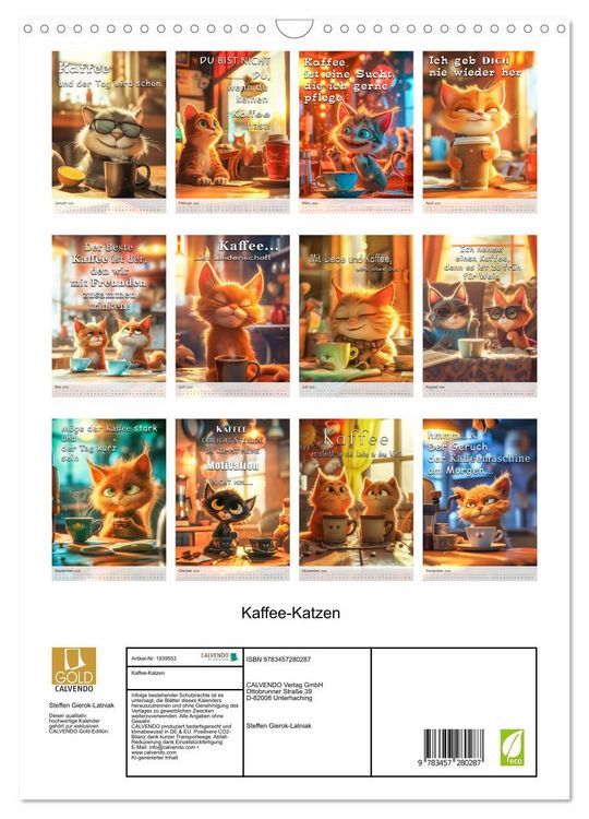 Produktbild: Kaffee-Katzen (Wandkalender 2026 DIN A3 hoch), CALVENDO Monatskalender