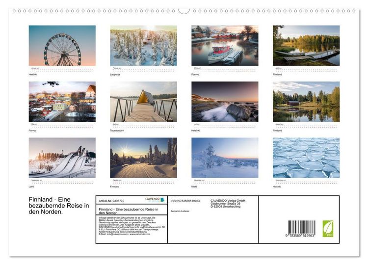 Produktbild: Finnland - Eine bezaubernde Reise in den Norden. (hochwertiger Premium Wandkalender 2027 DIN A2 quer), Kunstdruck in Hochglanz